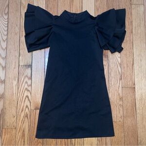 Black Mini Dress with Puff Sleeves